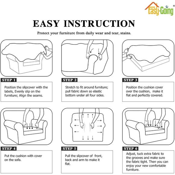 Microfiber Stretch Sofa Slipcover 2 Pieces (Loveseat, Camel） - Picture 7 of 7